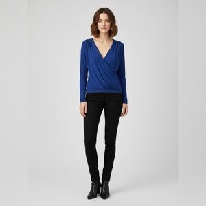 Elegant Blue Women's Wrap Blouse | Size M